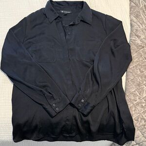 INC International Concepts Charcoal Button-Up Blouse